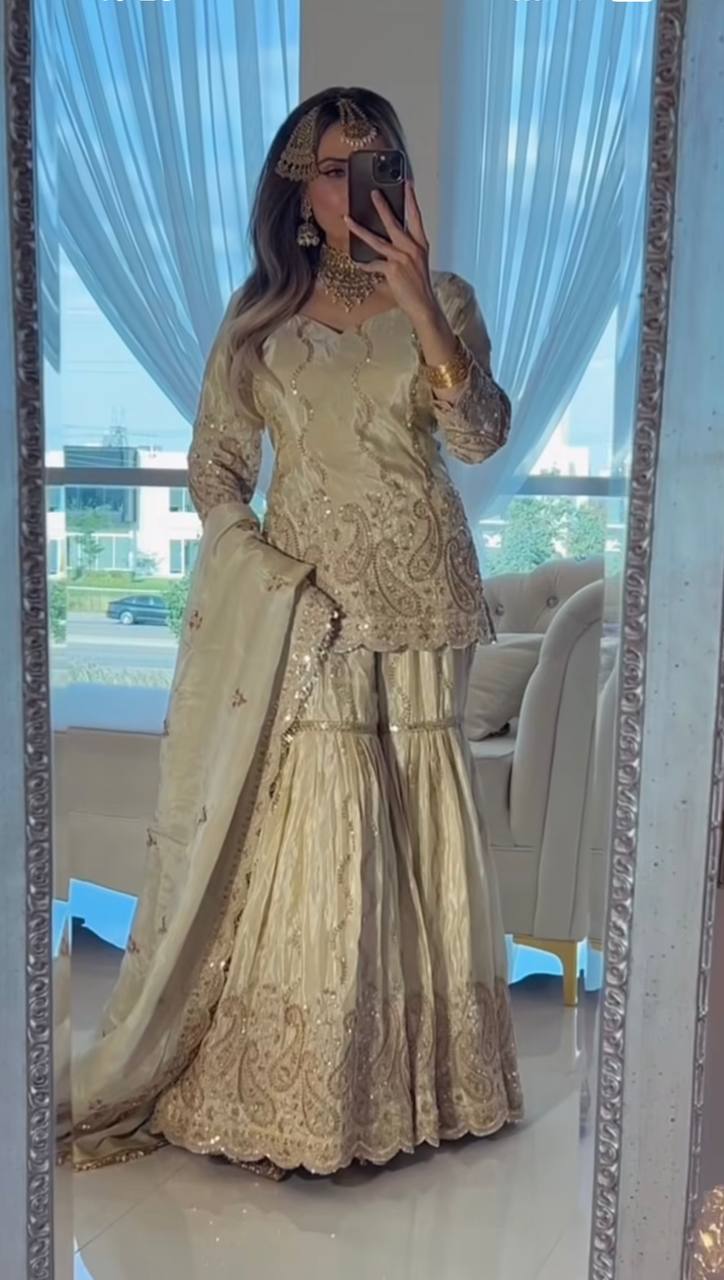 Luxe Ivory Gilded Kurta Ensemble